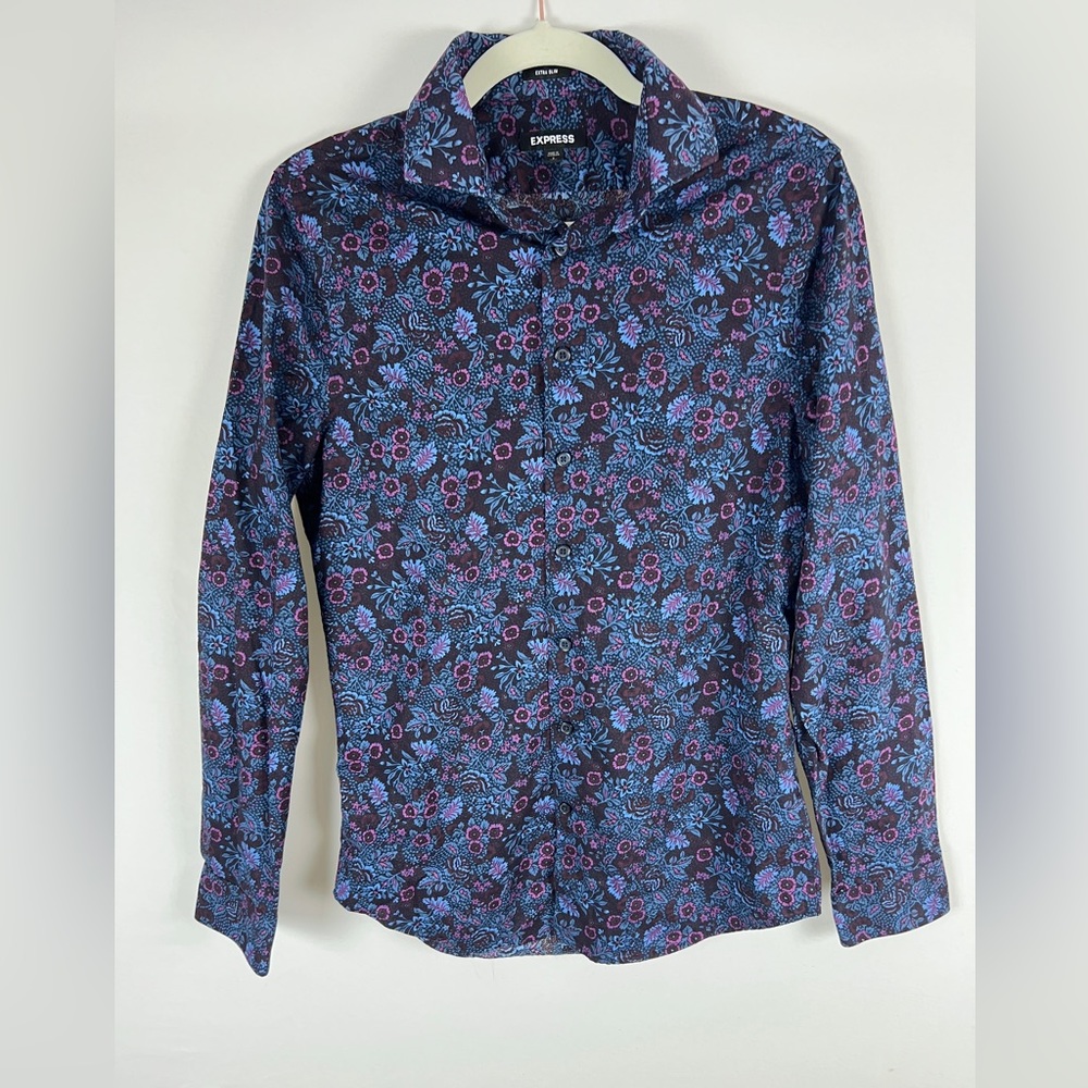 Express Men’s Floral Dress Shirt - Slim Small